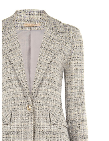 Casaco blazer em tweed com botão com logótipo Rinascimento