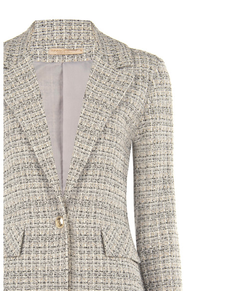 Casaco blazer em tweed com botão com logótipo Rinascimento