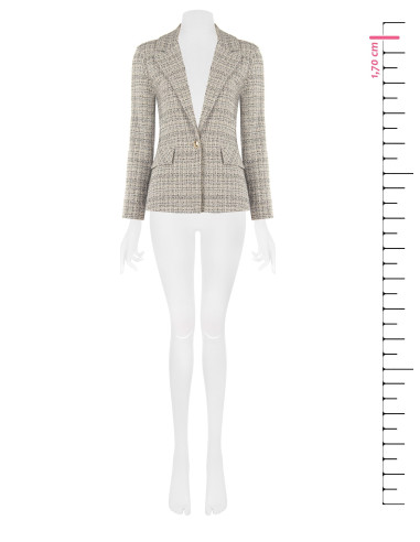 Casaco blazer em tweed com botão com logótipo Rinascimento