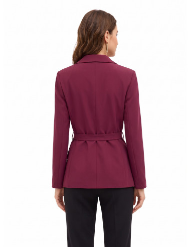 Casaco tipo blazer em tecido cady com cinto a condizer e tachas Rinascimento