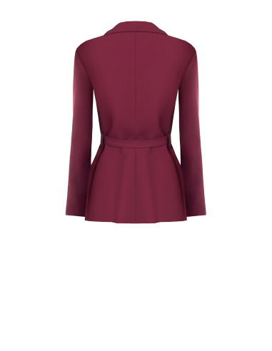 Casaco tipo blazer em tecido cady com cinto a condizer e tachas Rinascimento