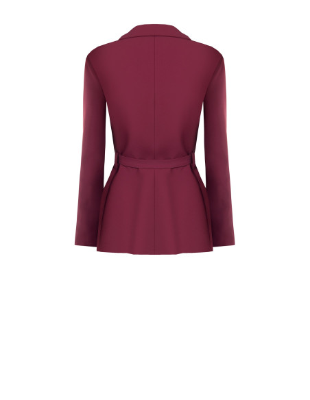 Casaco tipo blazer em tecido cady com cinto a condizer e tachas Rinascimento