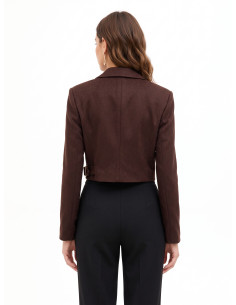Casaco blazer cropped com cinto Rinascimento 2
