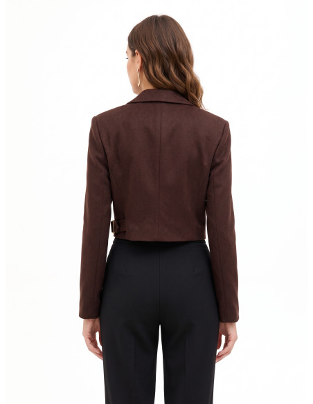 Casaco blazer cropped com cinto Rinascimento