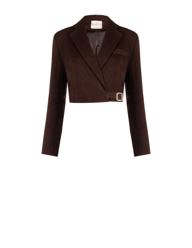 Casaco blazer cropped com cinto Rinascimento