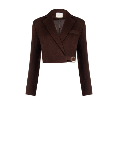 Casaco blazer cropped com cinto Rinascimento
