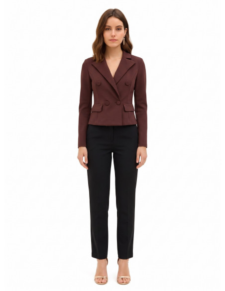 Blazer curto cintado em crepe scuba Rinascimento