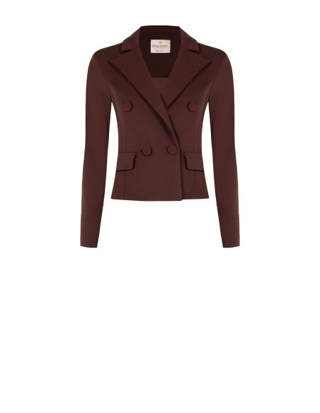 Blazer curto cintado em crepe scuba Rinascimento