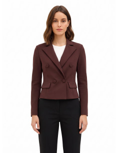 Blazer curto cintado em crepe scuba Rinascimento