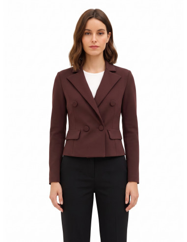 Blazer curto cintado em crepe scuba Rinascimento