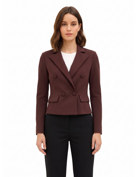 Blazer curto cintado em crepe scuba Rinascimento