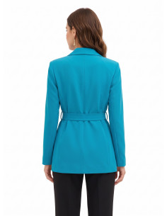 Blazer aberto em tecido cadi com cinto a condizer Rinascimento 2