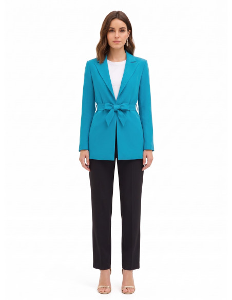 Blazer aberto em tecido cadi com cinto a condizer Rinascimento
