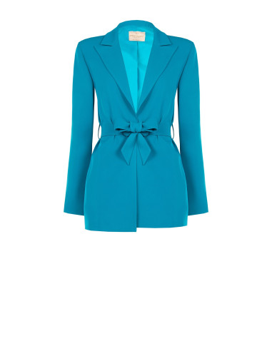 Blazer aberto em tecido cadi com cinto a condizer Rinascimento