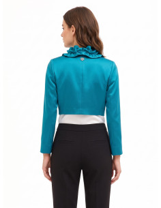 Bolero de cetim para cobrir os ombros com folhos Rinascimento 2