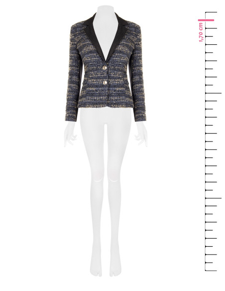Blazer cintado em tweed com lurex e costas em ganga Rinascimento