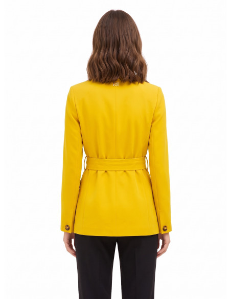 Casaco blazer de poliviscose com cinto a condizer Rinascimento