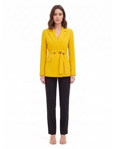 Casaco blazer de poliviscose com cinto a condizer Rinascimento