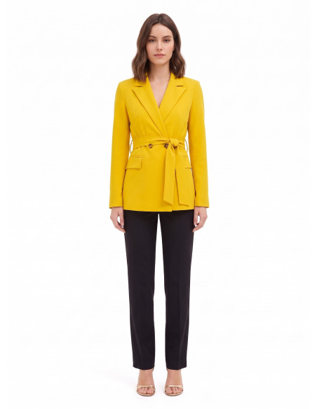 Casaco blazer de poliviscose com cinto a condizer Rinascimento