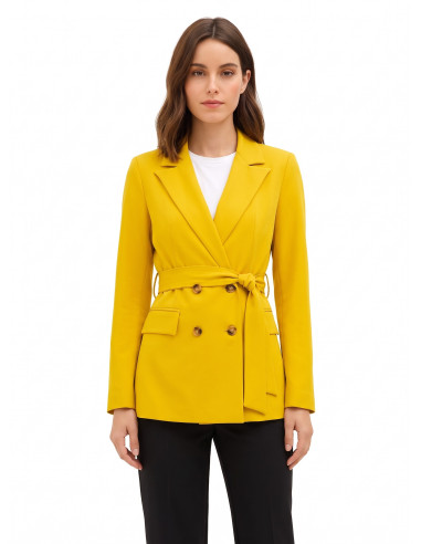 Casaco blazer de poliviscose com cinto a condizer Rinascimento