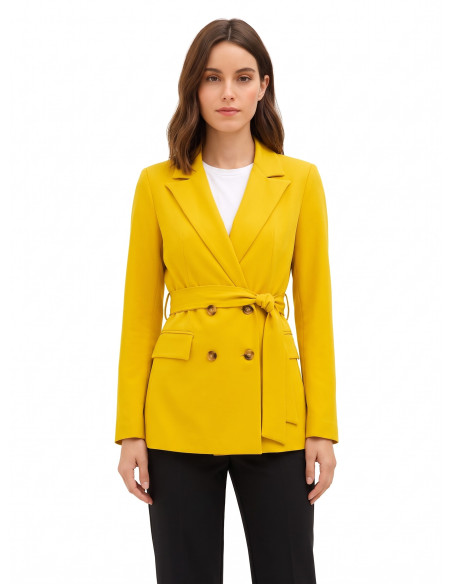 Casaco blazer de poliviscose com cinto a condizer Rinascimento
