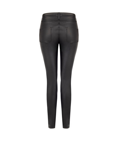 Calças skinny em imitação de pele com fecho de correr e logótipo RR Rinascimento