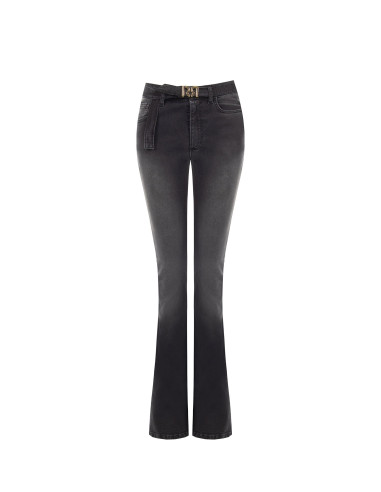 Jeans flare elásticos com cinto a condizer e fivela com logótipo RR Rinascimento