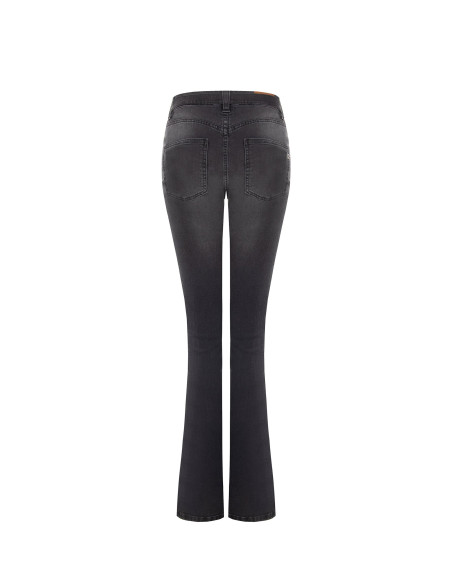 Jeans flare elásticos com cinto a condizer e fivela com logótipo RR Rinascimento