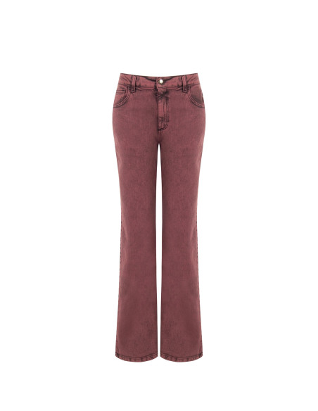 Jeans Wide Leg elásticos com efeito usado Rinascimento