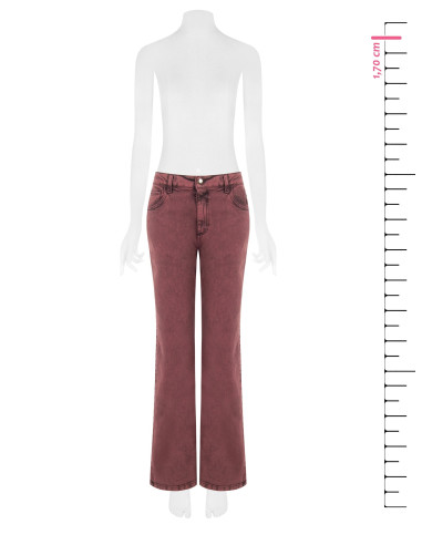 Jeans Wide Leg elásticos com efeito usado Rinascimento