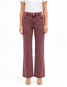 Jeans Wide Leg elásticos com efeito usado Rinascimento