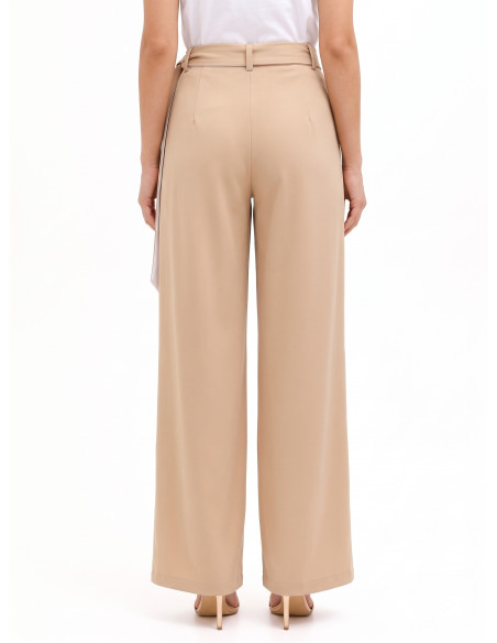 Calças Palazzo de Poliviscose com Faixa Integrada Rinascimento