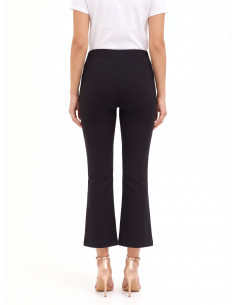Calças flare cropped em mistura de viscose com elástico na cintura Rinascimento 2