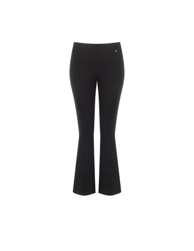 Calças flare cropped em mistura de viscose com elástico na cintura Rinascimento
