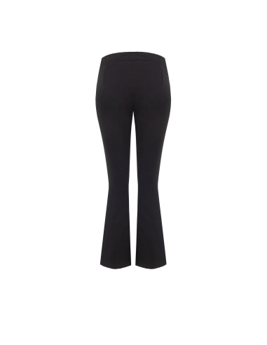 Calças flare cropped em mistura de viscose com elástico na cintura Rinascimento