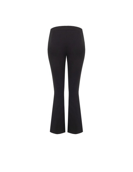 Calças flare cropped em mistura de viscose com elástico na cintura Rinascimento
