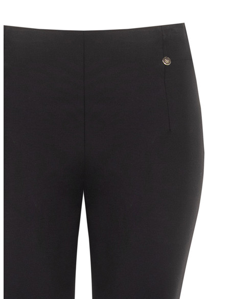 Calças flare cropped em mistura de viscose com elástico na cintura Rinascimento