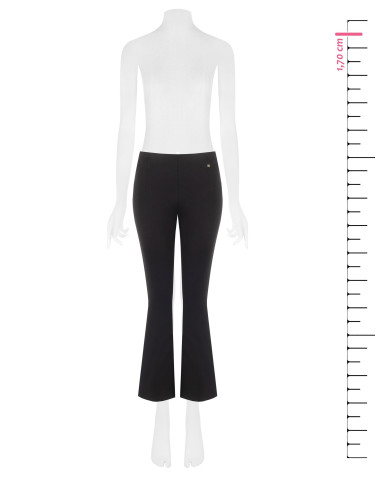 Calças flare cropped em mistura de viscose com elástico na cintura Rinascimento