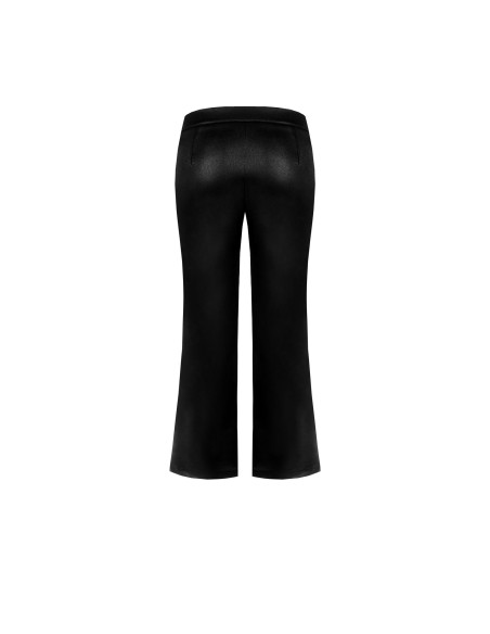 Calças cropped em neopreno leve acetinado com efeito de pele e bolsos Rinascimento