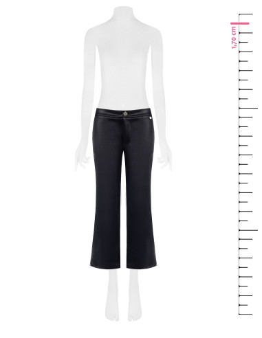 Calças cropped em neopreno leve acetinado com efeito de pele e bolsos Rinascimento