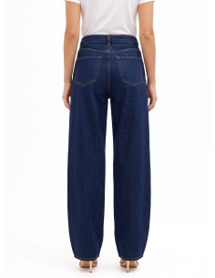 Calças de ganga wide leg com pinças Rinascimento 2