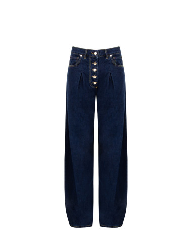 Calças de ganga wide leg com pinças Rinascimento