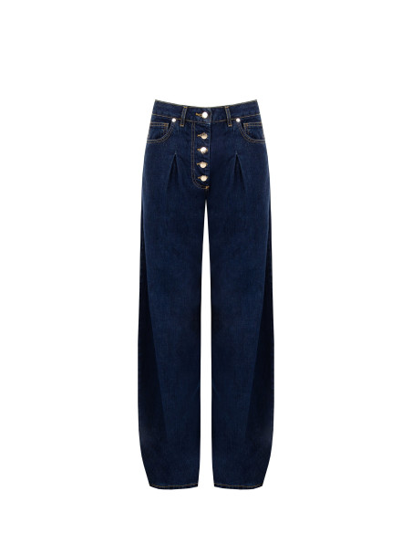 Calças de ganga wide leg com pinças Rinascimento