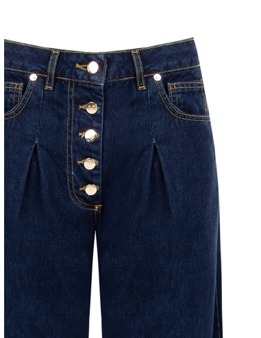Calças de ganga wide leg com pinças Rinascimento