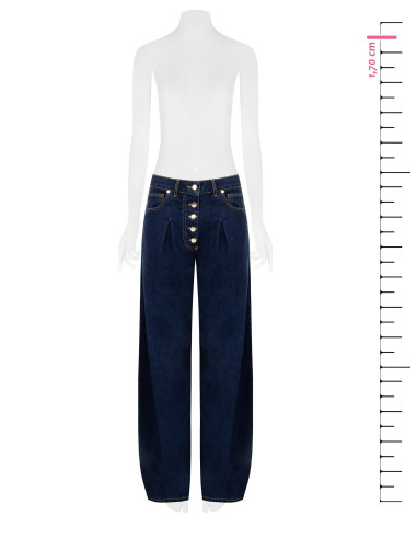 Calças de ganga wide leg com pinças Rinascimento