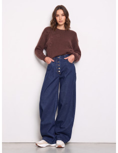 Calças de ganga wide leg com pinças Rinascimento
