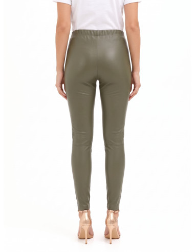Leggings em imitação de pele com elástico na cintura Rinascimento