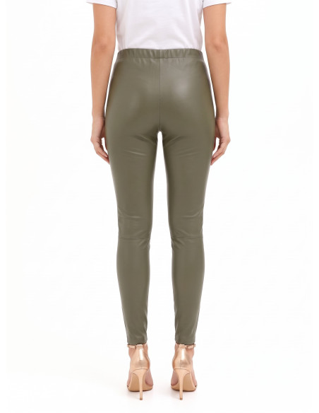 Leggings em imitação de pele com elástico na cintura Rinascimento