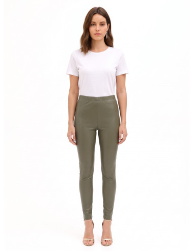 Leggings em imitação de pele com elástico na cintura Rinascimento