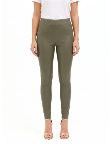 Leggings em imitação de pele com elástico na cintura Rinascimento